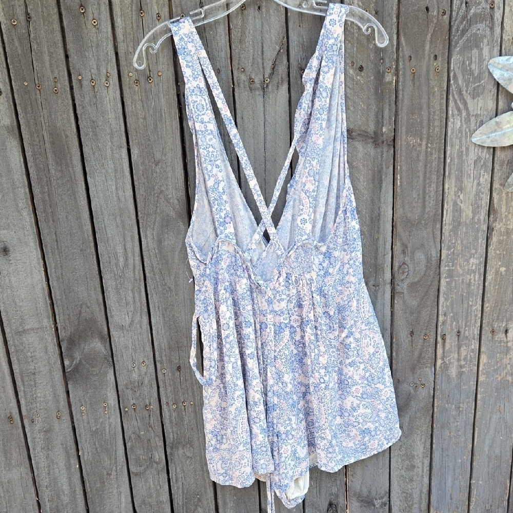 Free People Blue Floral Sleeveless Dress Size 12 - Picture 5 of 5